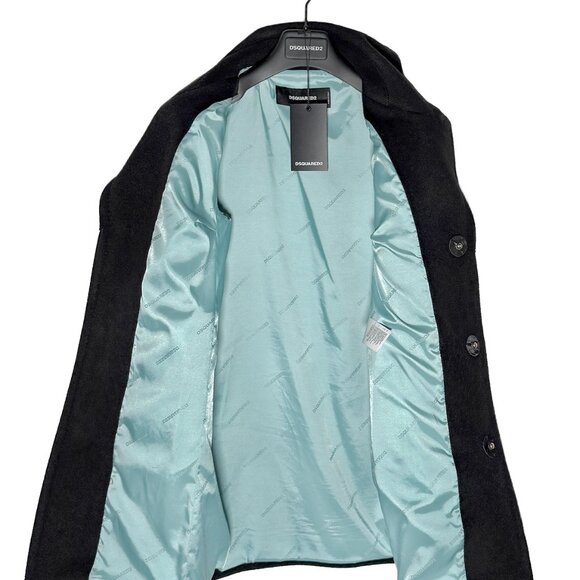 Dsquared2 Georgina Black Bonded Wool Crystal Buttons Coat - Picture 6 of 12